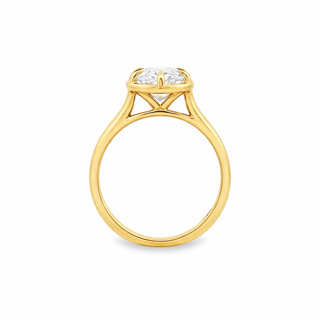 9ct Yellow Gold 6 Eagle Claw Set Oval Cut Lab Grown Diamond Solitaire Georgian Style Ring – 4.06ct TDW - Diamond Lab Boutique