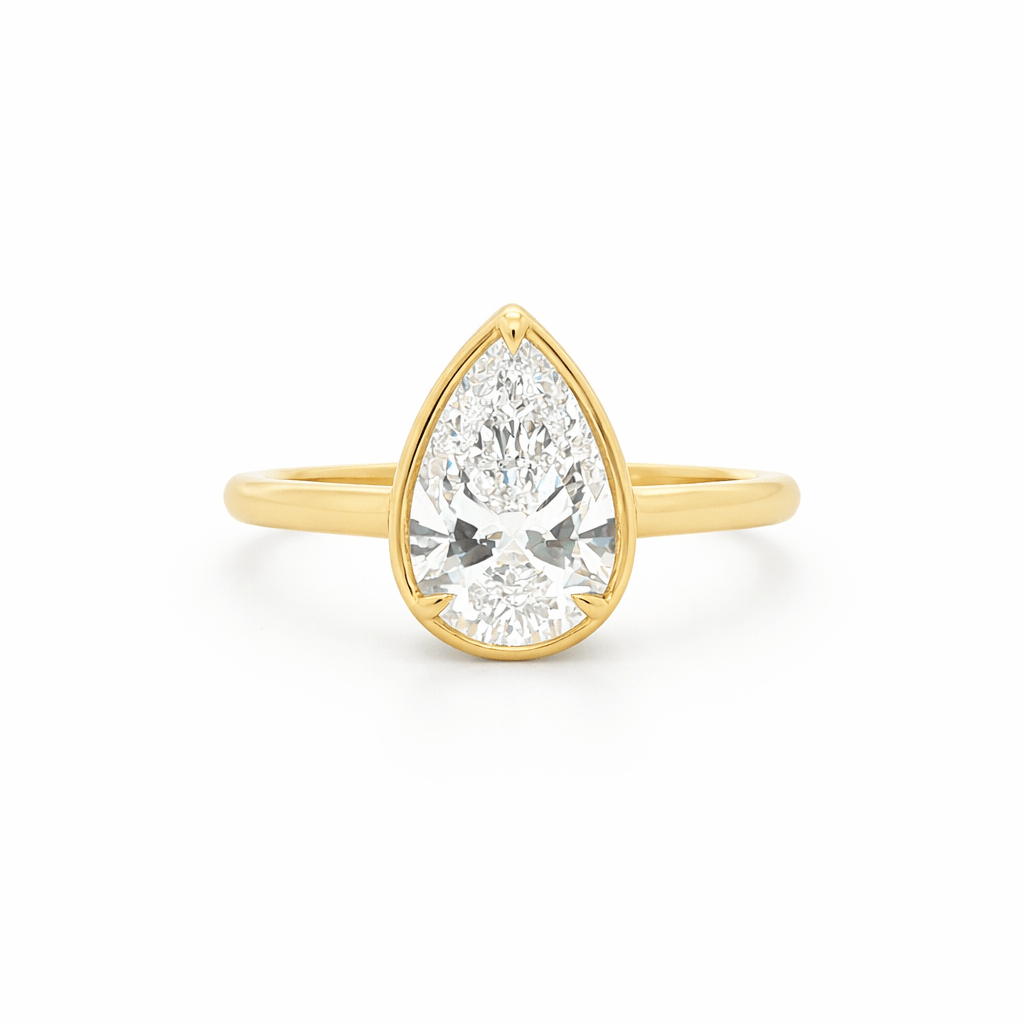 9ct Yellow Gold 4 Eagle Claw Set Pear Cut Lab Grown Diamond Georgian Style Solitaire Ring – 2.04ct TDW - Diamond Lab Boutique
