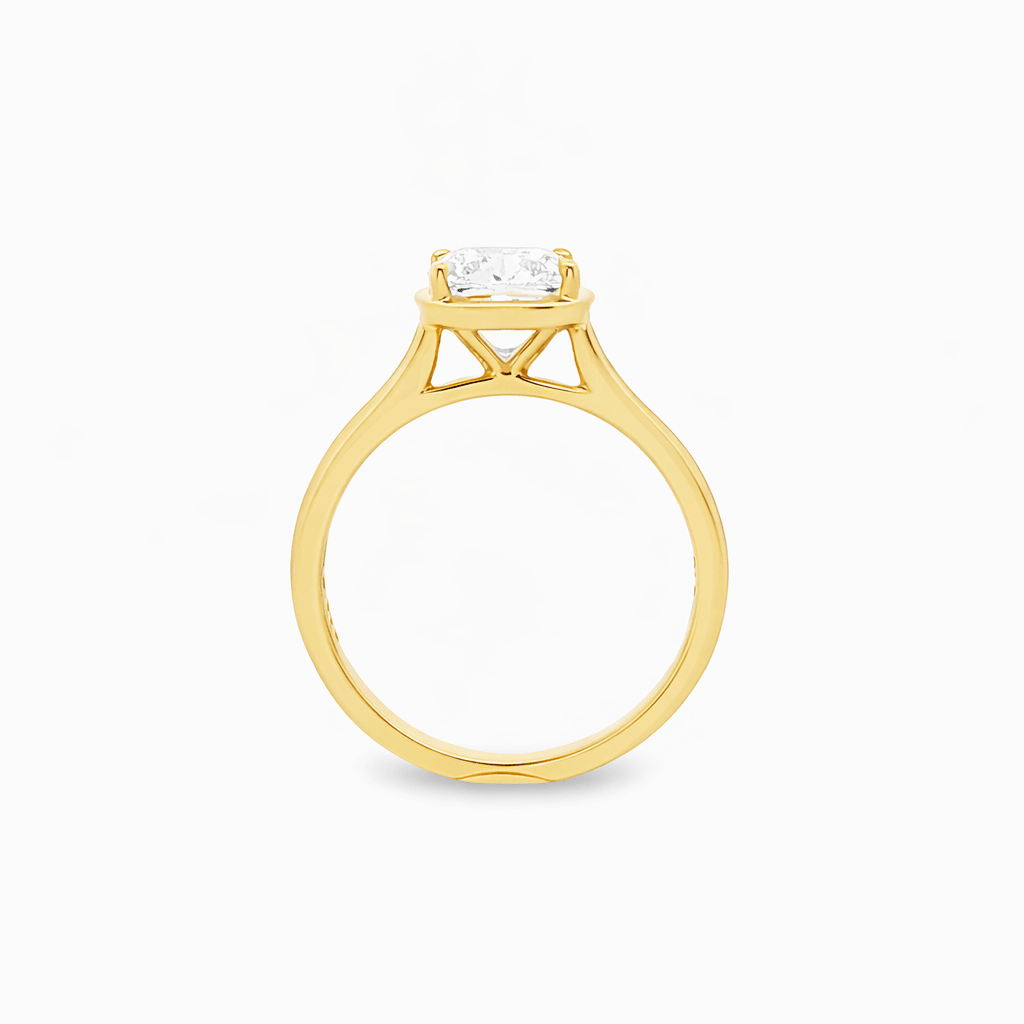 9ct Yellow Gold 4 Eagle Claw Set Cushion Cut Lab Grown Diamond Georgian Style Solitaire Ring – 2.05ct TDW - Diamond Lab Boutique