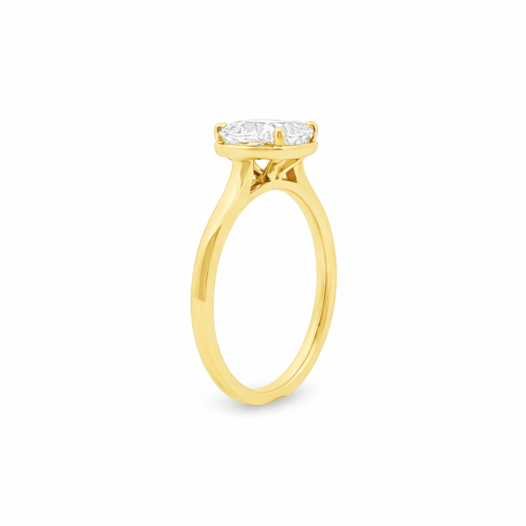 9ct Yellow Gold 4 Eagle Claw Set Cushion Cut Lab Grown Diamond Georgian Style Solitaire Ring – 2.05ct TDW - Diamond Lab Boutique