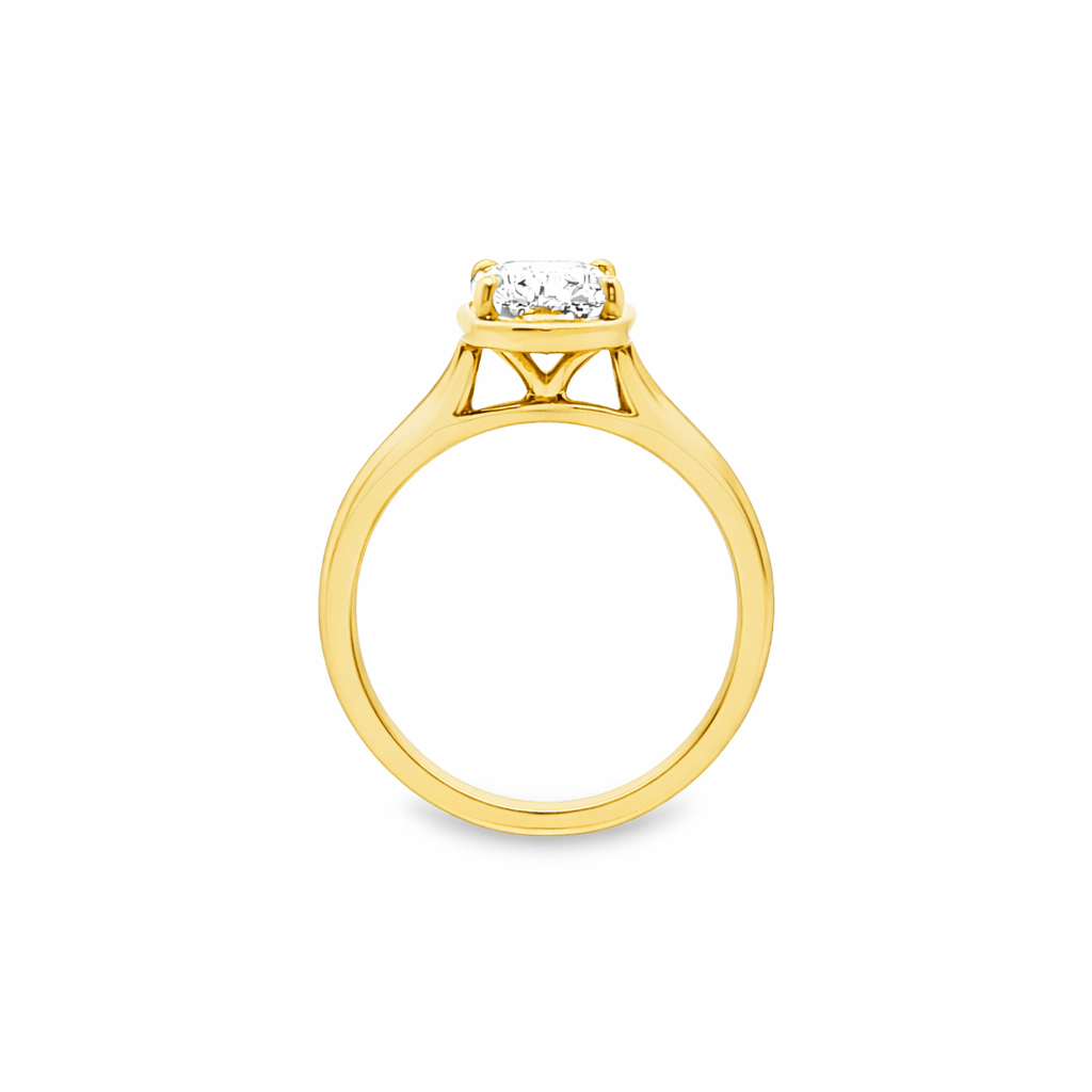 9ct Yellow Gold 4 Eagle Claw Set Elongated Cushion Cut Lab Grown Diamond Georgian Style Solitaire Ring – 2.07ct TDW - Diamond Lab Boutique