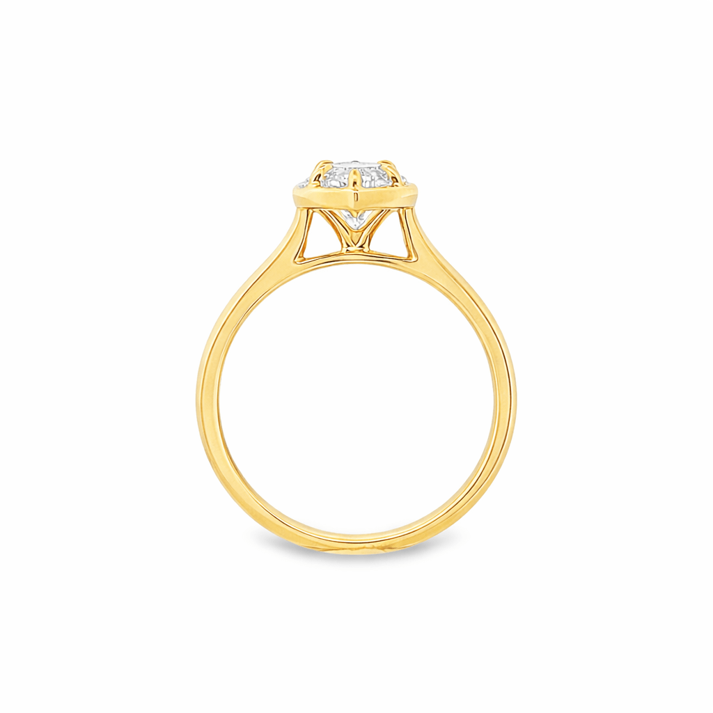 9ct Yellow Gold 4 Eagle Claw Set Marquise Cut Lab Grown Diamond Georgian Style Solitaire Ring – 2.02ct TDW - Diamond Lab Boutique
