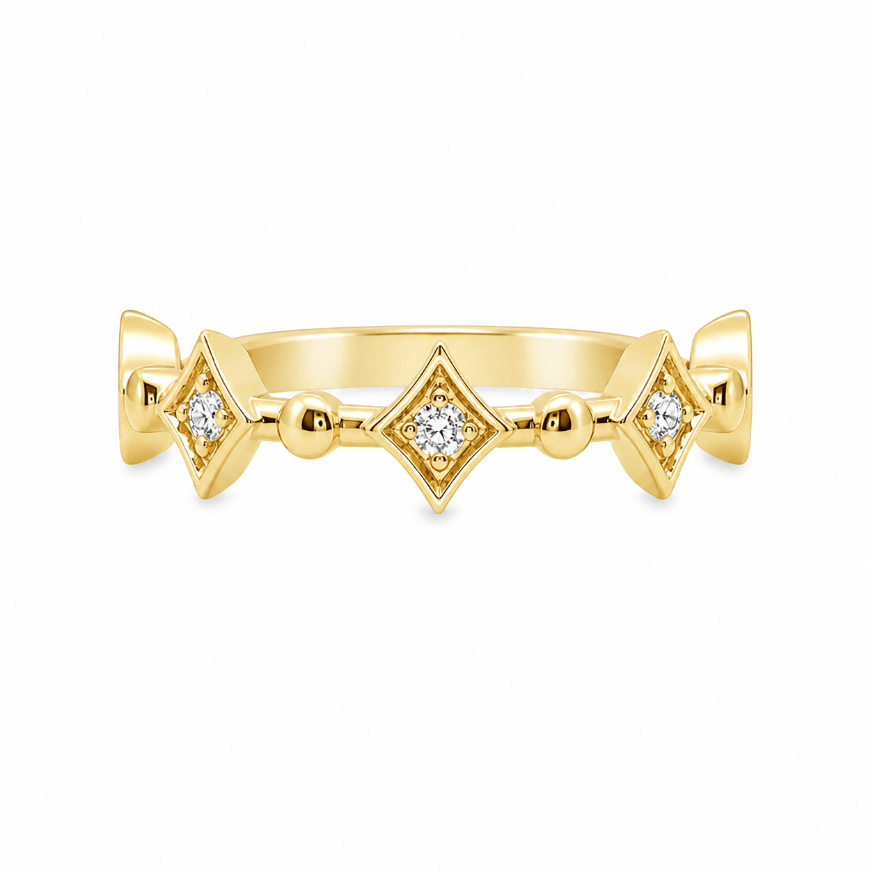 14ct Yellow Gold Round Lab Grown Diamond Patterned Band – 0.07ct TDW