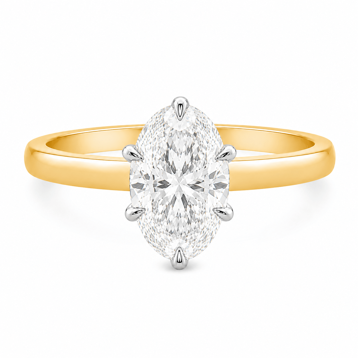 18ct Yellow Gold & Platinum Oval Lab Grown Diamond Solitaire Ring – 2.10ct TDW - Diamond Lab Boutique