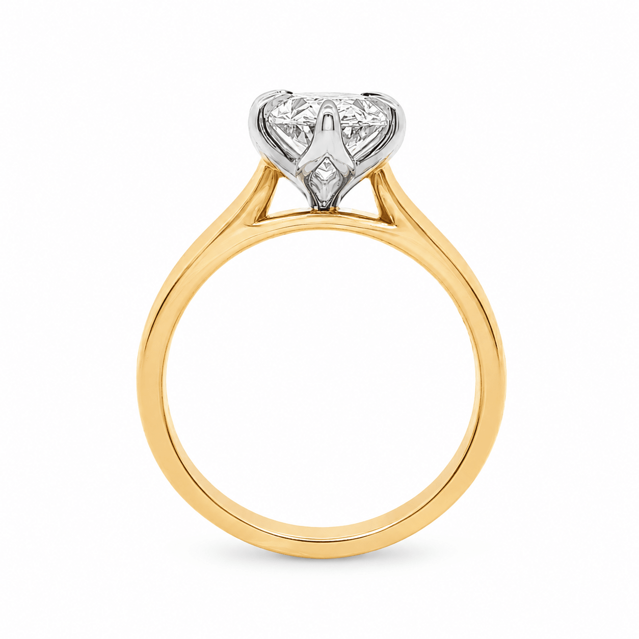 18ct Yellow Gold & Platinum Oval Lab Grown Diamond Solitaire Ring – 2.10ct TDW - Diamond Lab Boutique