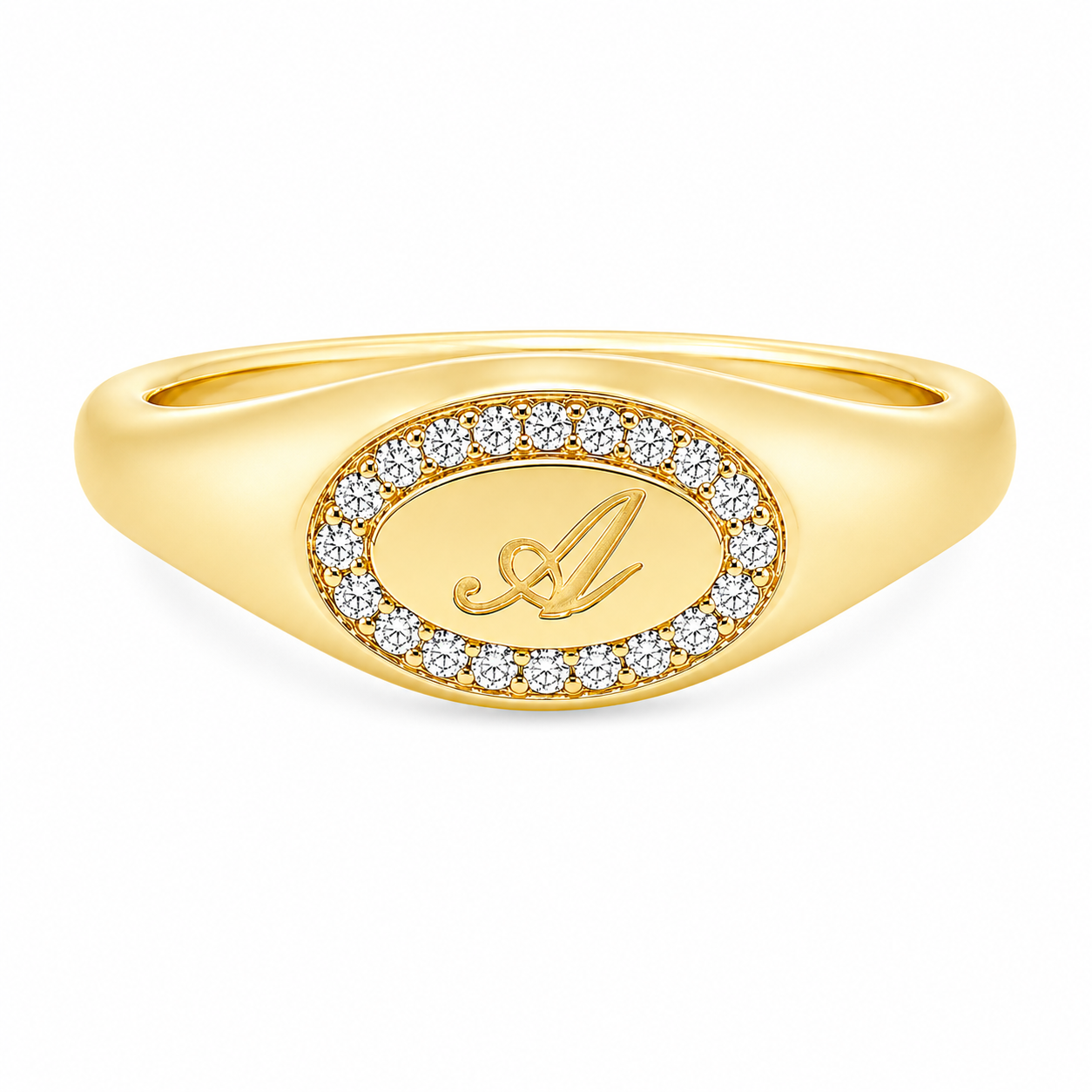 9ct Yellow Gold Lab Grown Diamond “A” Initial Ring – 0.10ct TDW