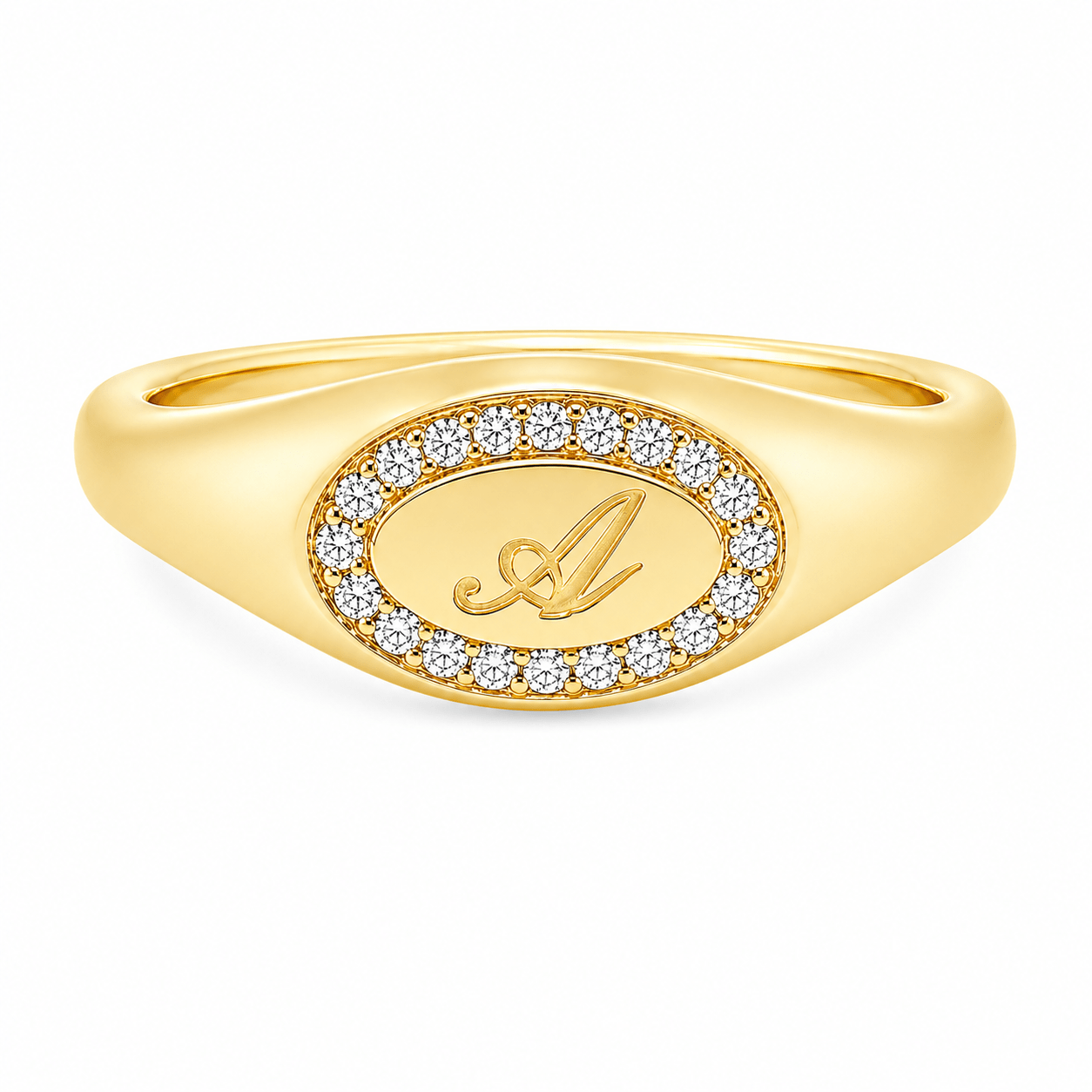 9ct Yellow Gold Lab Grown Diamond “A” Initial Ring – 0.10ct TDW - Diamond Lab Boutique
