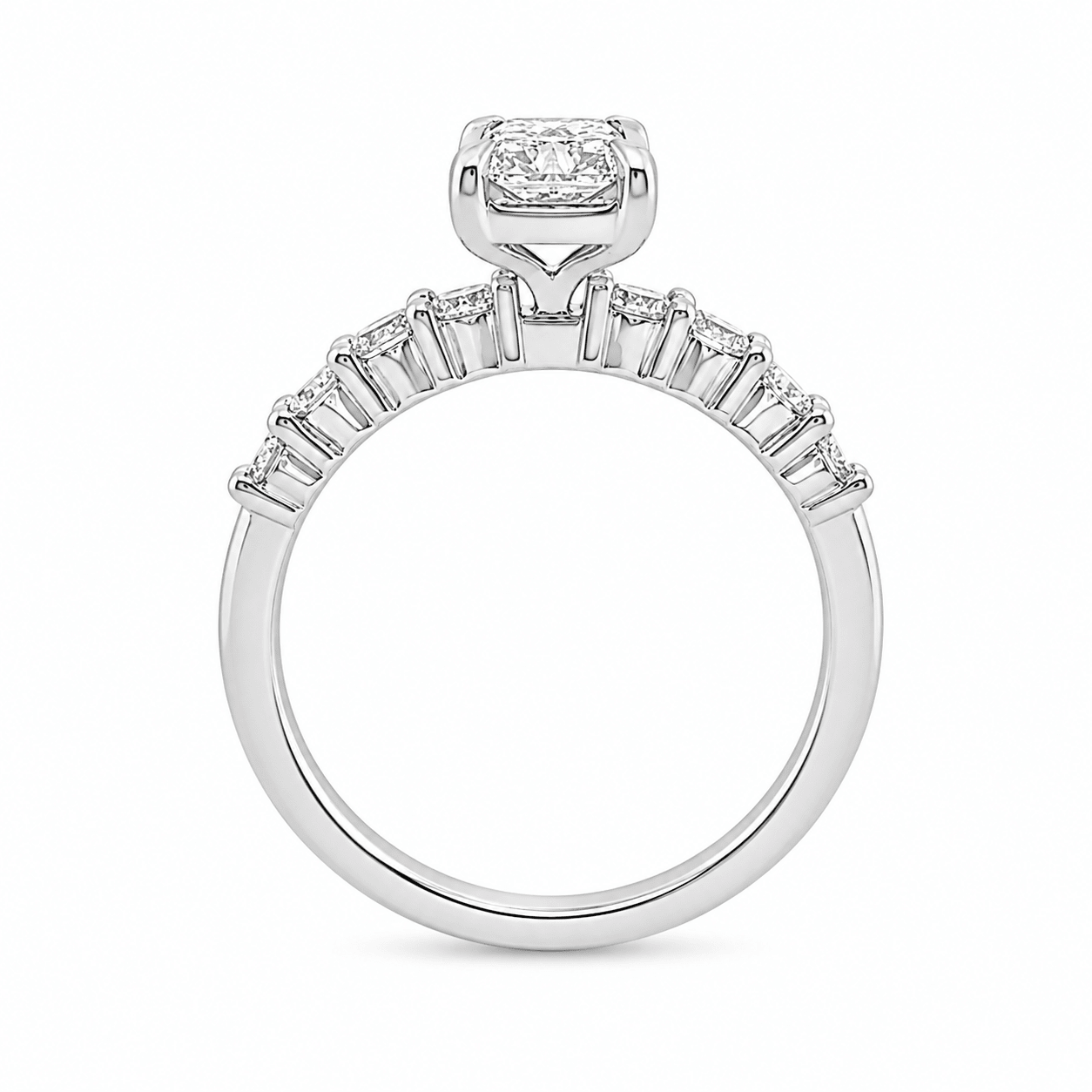 18ct White Gold Radiant Cut Lab Grown Diamond Ring with Diamond Set Shoulders – 1.45ct TDW - Diamond Lab Boutique