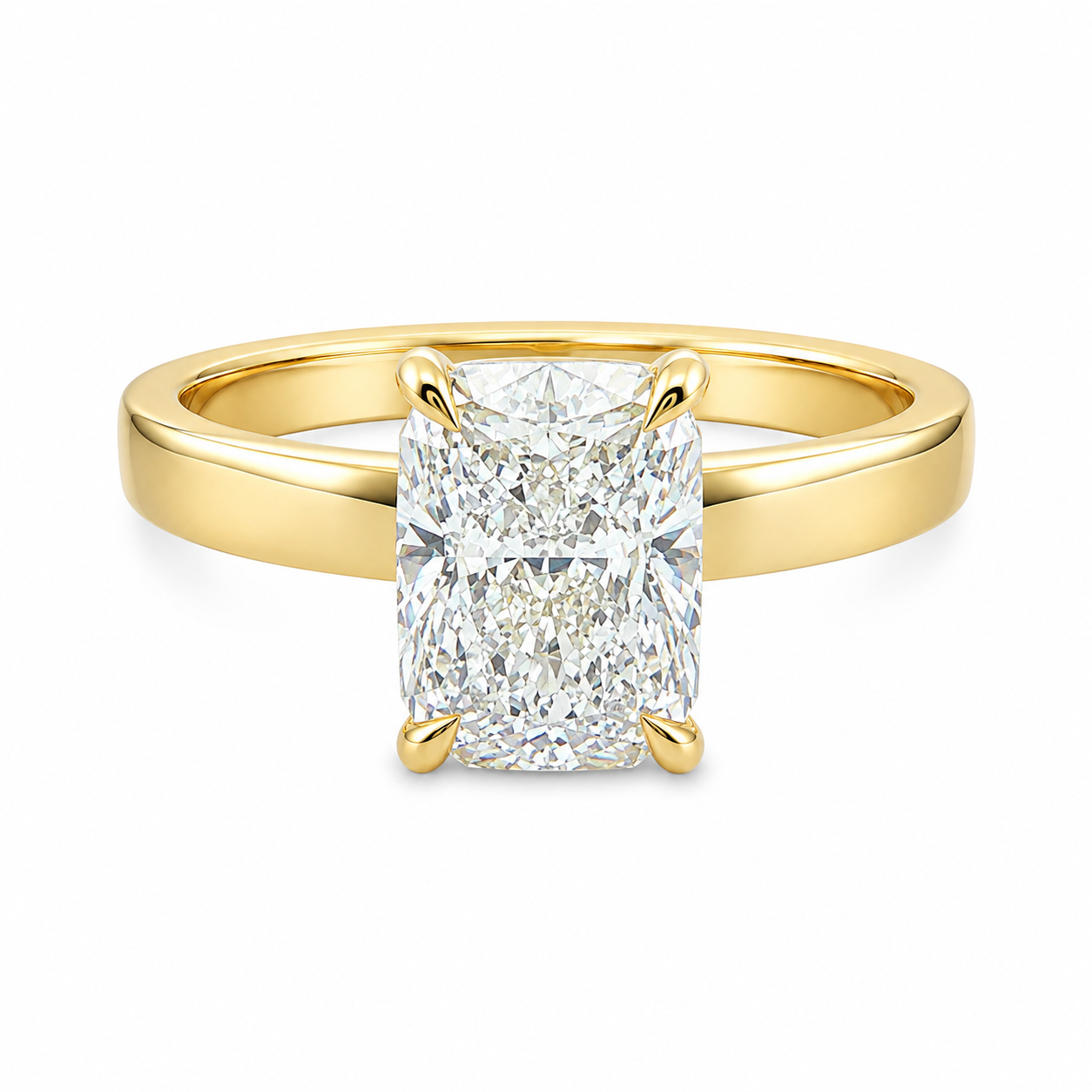 14ct Yellow Gold Elongated Cushion Cut Lab Grown Diamond Solitaire Ring – 2.03ct TDW