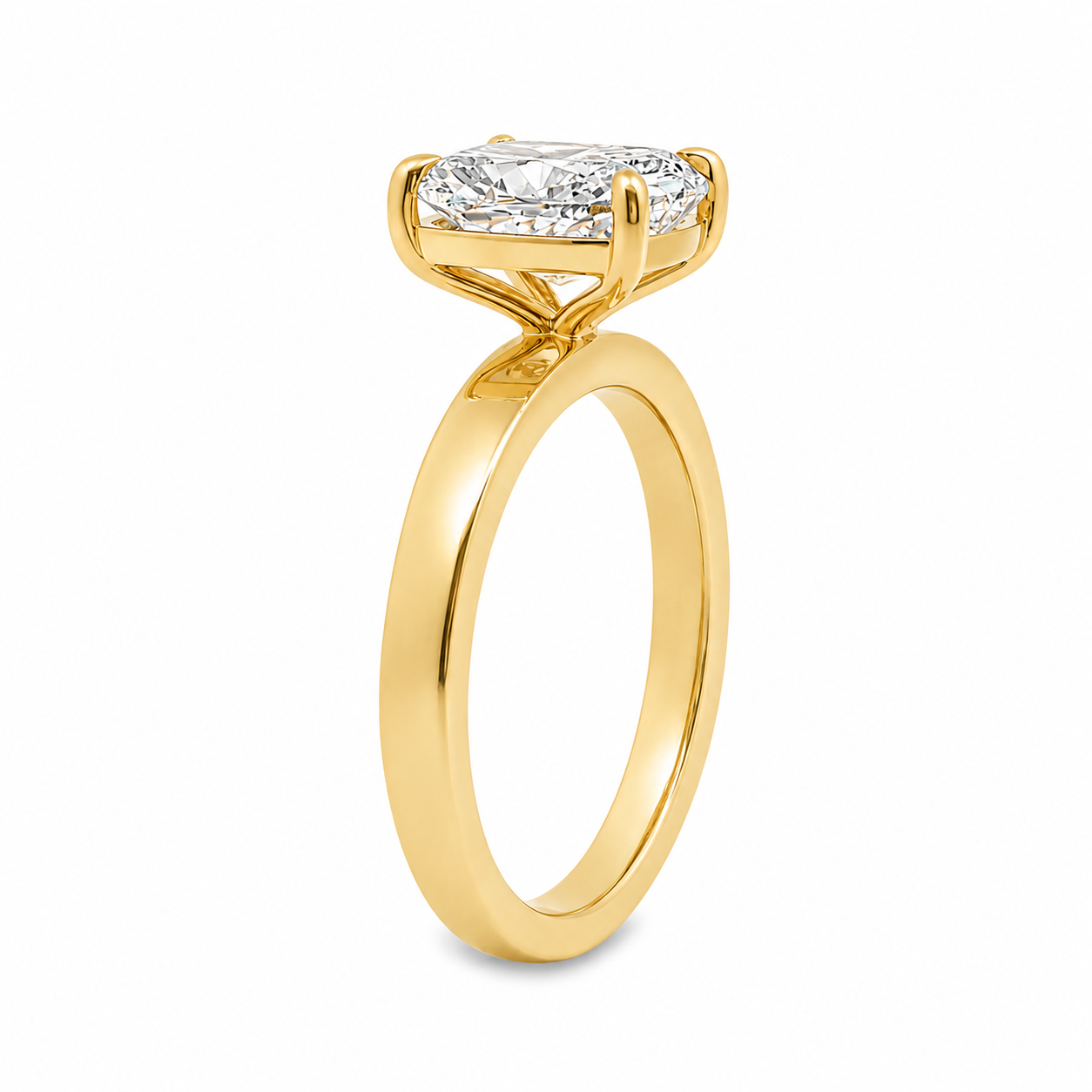 14ct Yellow Gold Elongated Cushion Cut Lab Grown Diamond Solitaire Ring – 2.03ct TDW