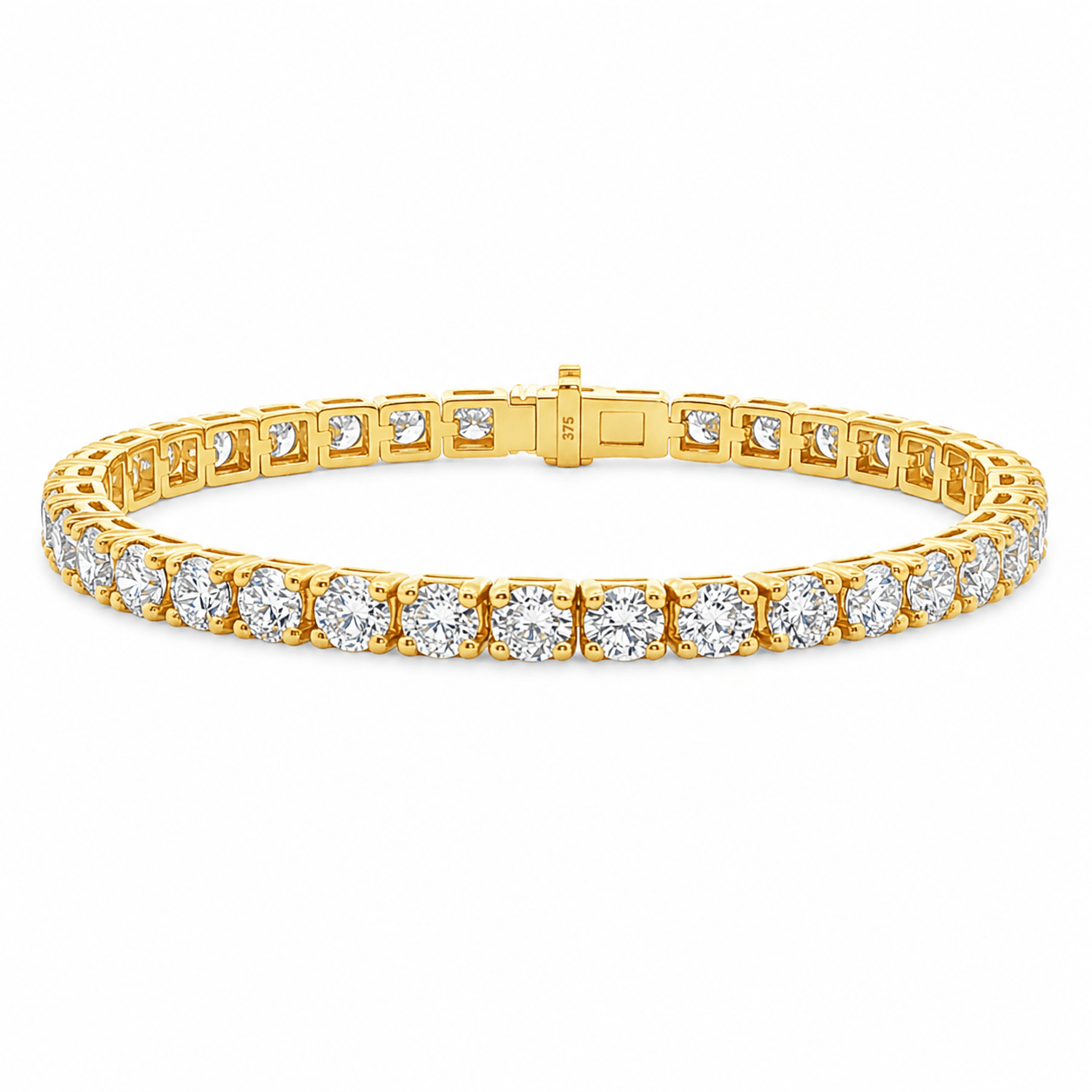 9ct Yellow Gold Round Lab Grown Diamond Tennis Bracelet – 12.50ct TDW - Diamond Lab Boutique