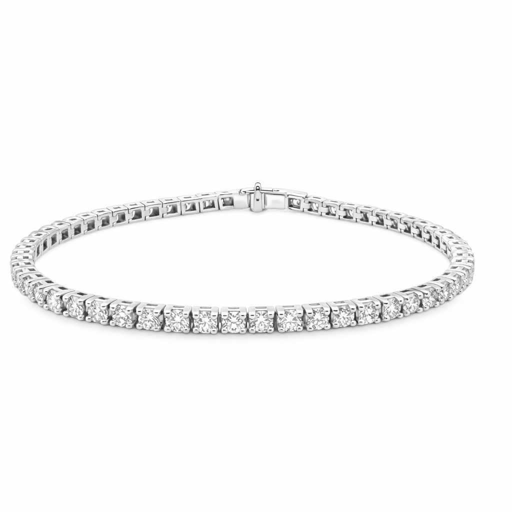 9ct White Gold Claw Set Round Lab Grown Diamond Tennis Bracelet – 5.89ct TDW - Diamond Lab Boutique