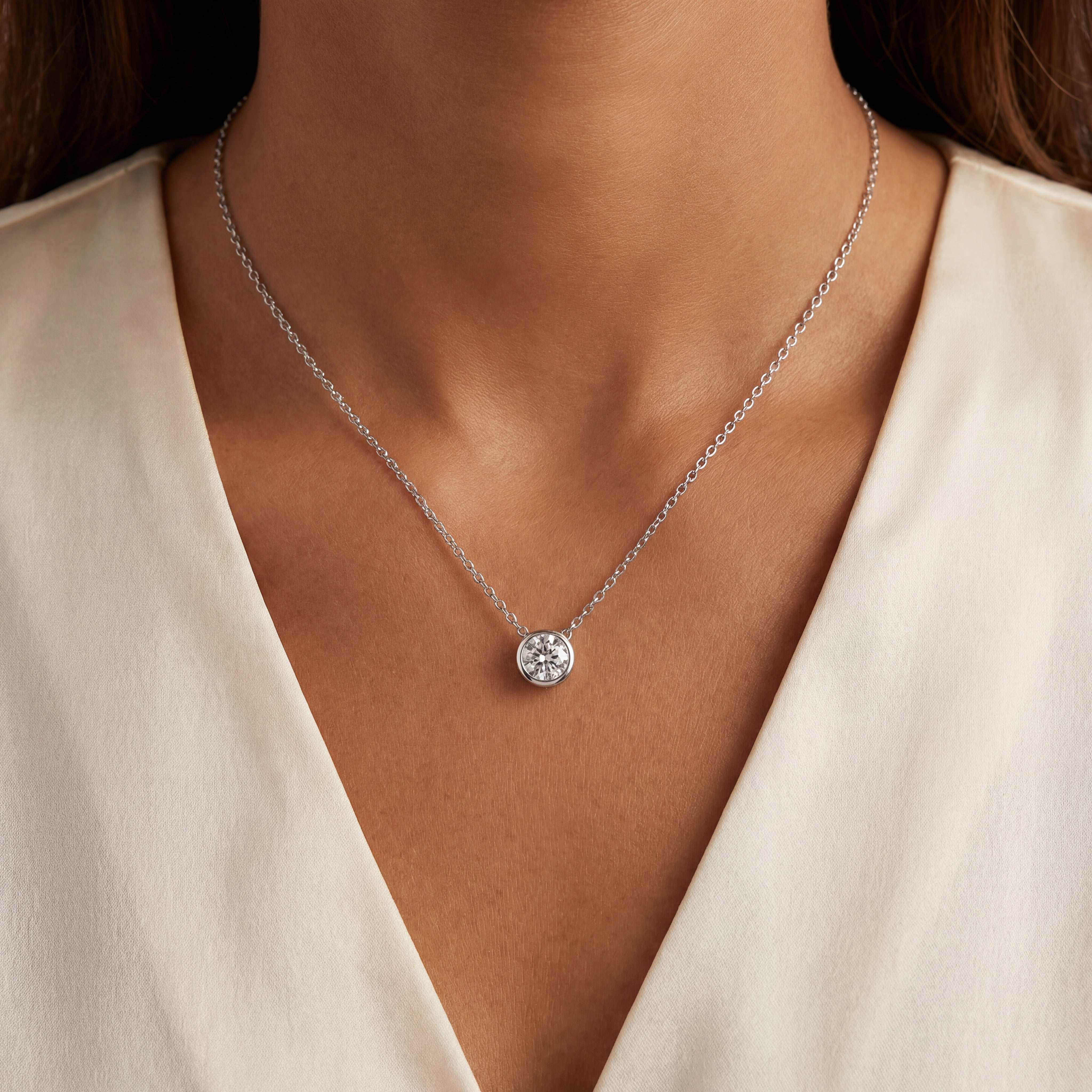 0.50ct Lab-Grown Diamond Bezel Solitaire Slider Necklace