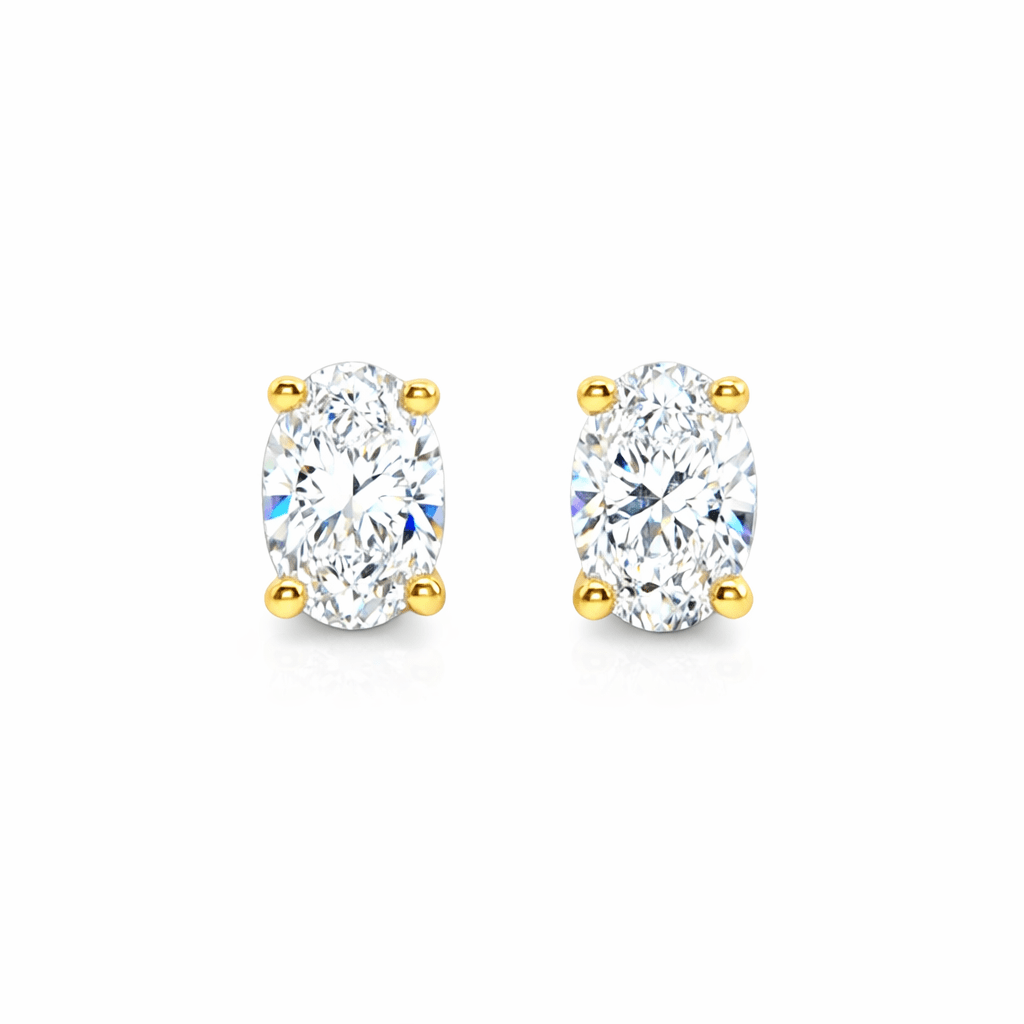 0.50ct 4-Claw Oval Lab-Grown Diamond Stud Earrings in 9ct Yellow Gold - Diamond Lab Boutique