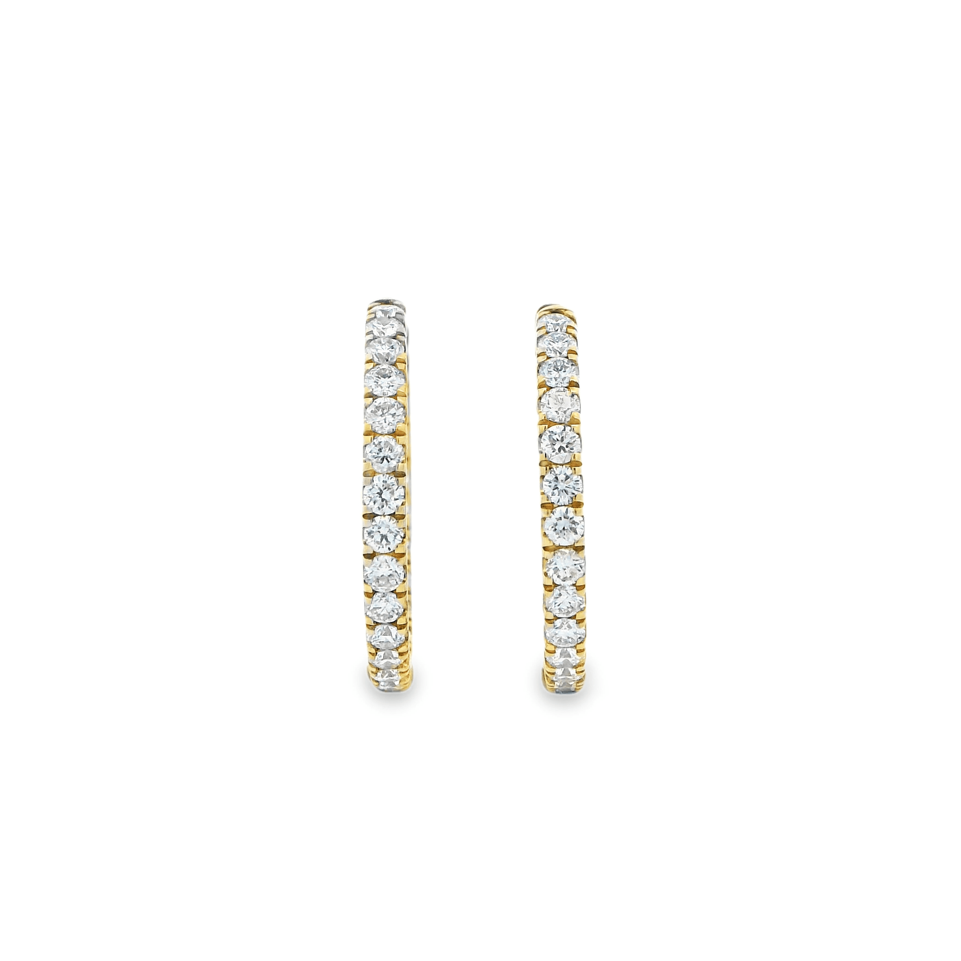 2.00ct Lab-Grown Diamond Claw Set Inside/Outside Hoop Earrings in 9ct Yellow Gold