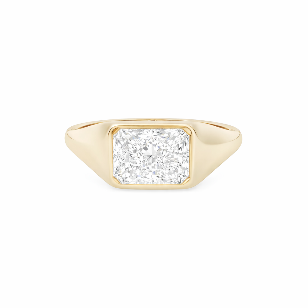 1.57ct Radiant-Cut Lab-Grown Diamond Wide Ring in 9ct Yellow Gold