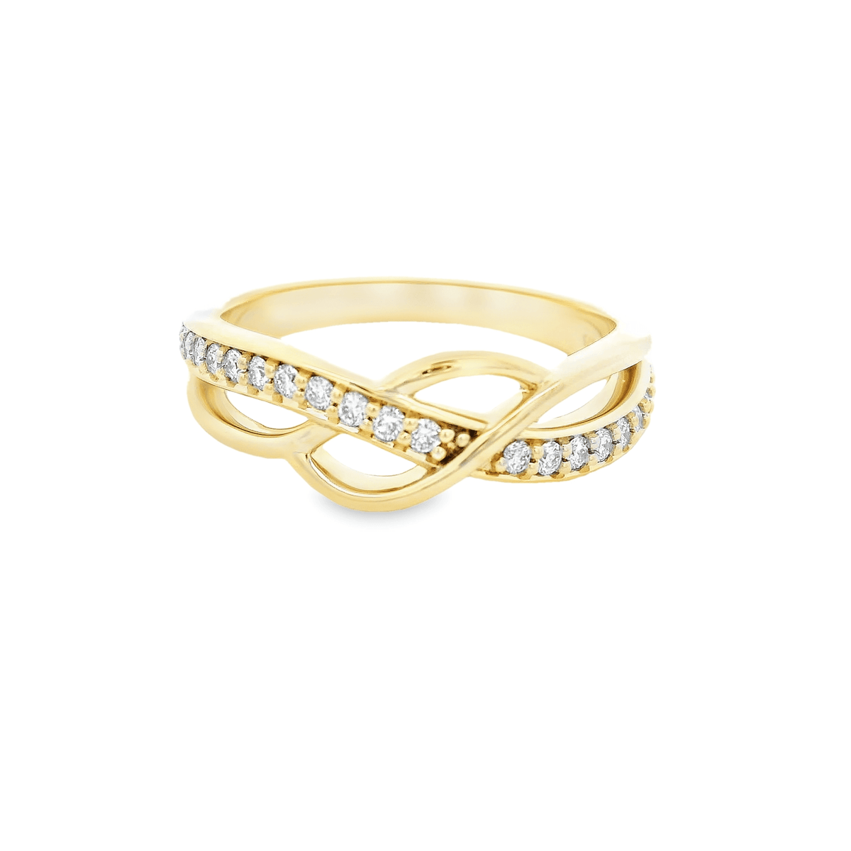 9ct Yellow Gold 19 Diamond Open Twist Ring