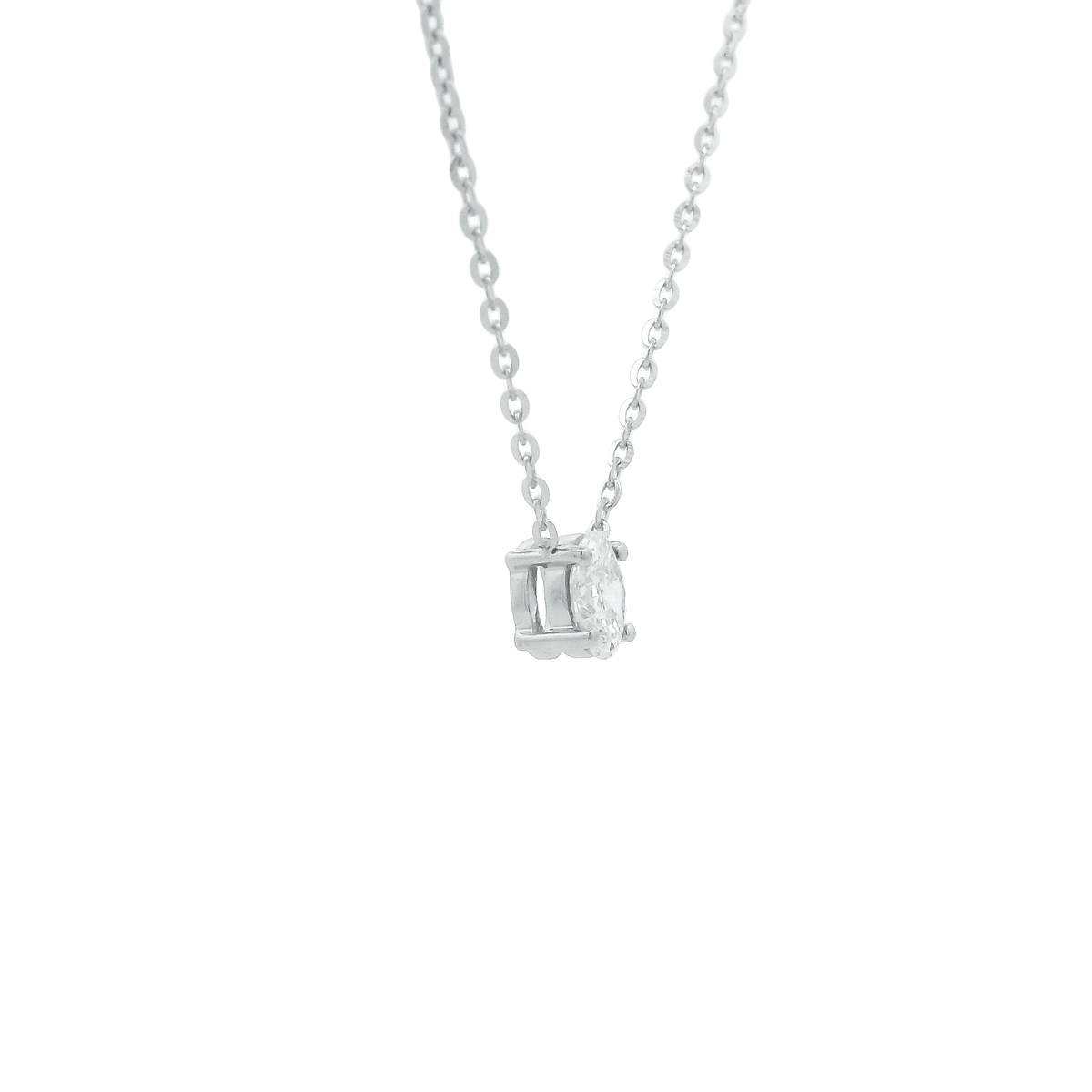 9ct WG Oval Cut LGD approx 0.25ct F+ VS+ Claw Set Solitaire Pendant on a 45cm Chain