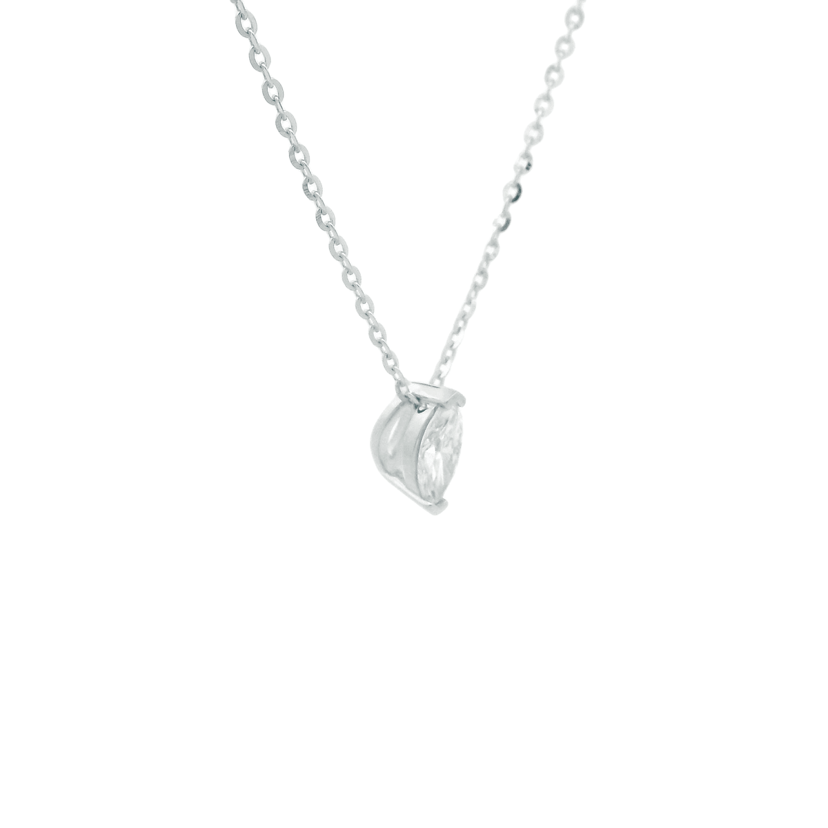 9ct White Gold 0.25ct Marquise Cut Lab Grown Diamond Claw Set Slider Pendant with Chain