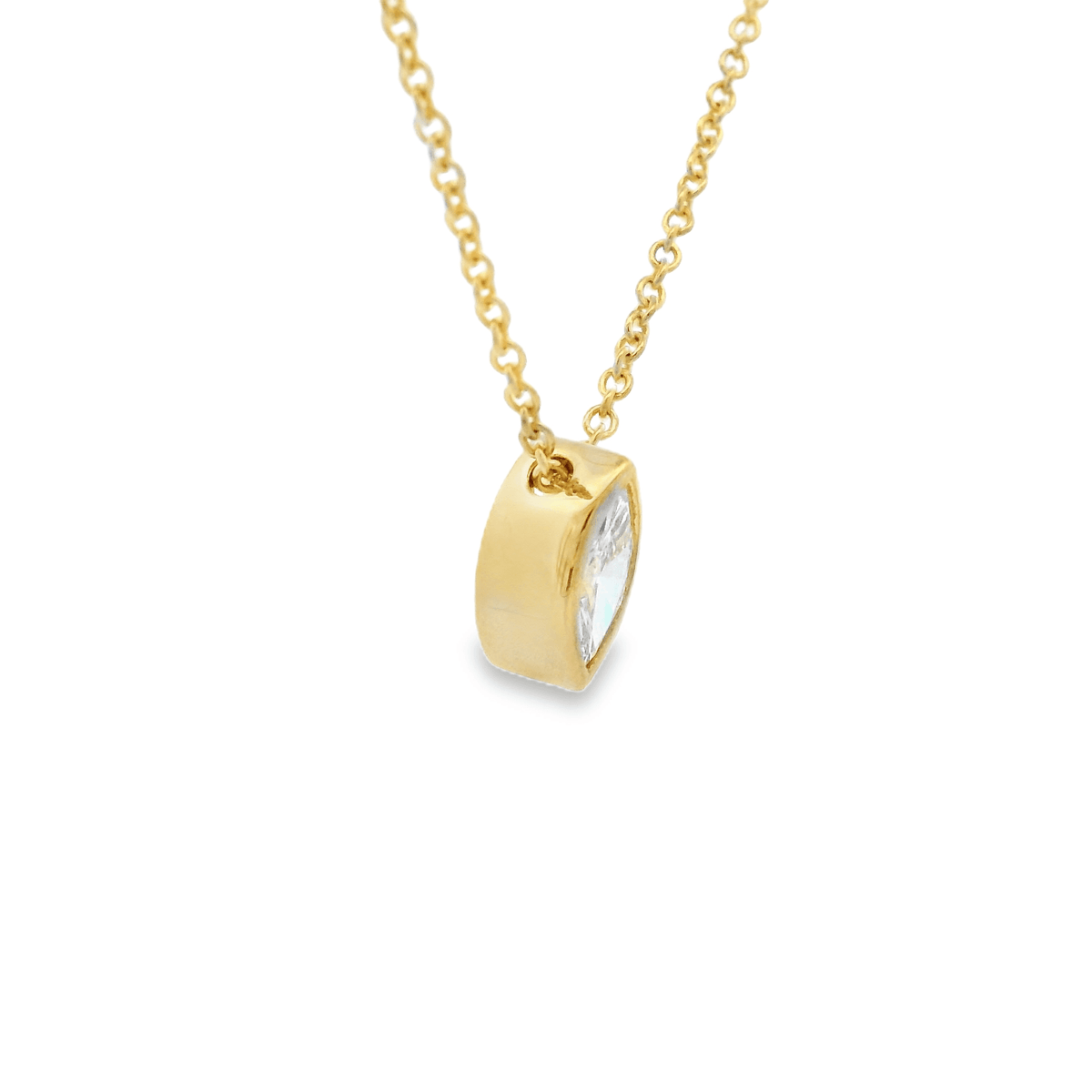9ct Yellow Gold 0.25ct Marquise Cut Lab Grown Diamond Bezel Set Slider Pendant with Chain
