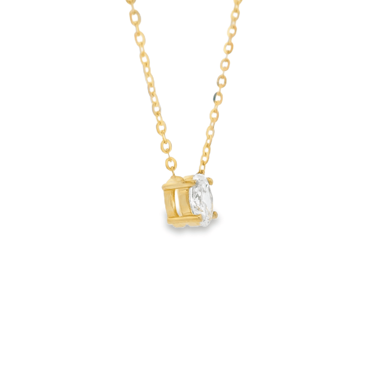 9ct YG Oval Cut LGD approx 0.25ct F+ VS+ 4-claw Set Solitaire Pendant with a 45cm Chain