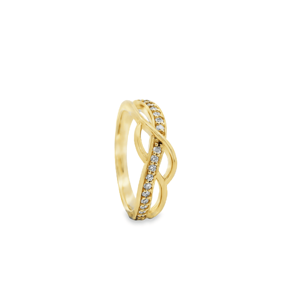 9ct Yellow Gold 19 Diamond Open Twist Ring