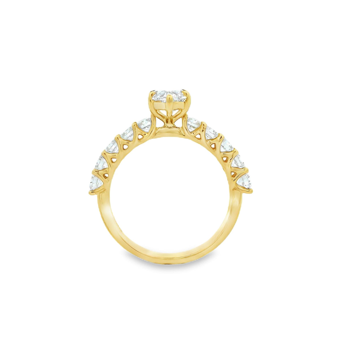 18ct Yellow Gold 1.53ct Marquise Cut Claw Solitaire with Diamond Set Shoulders Engagement Ring
