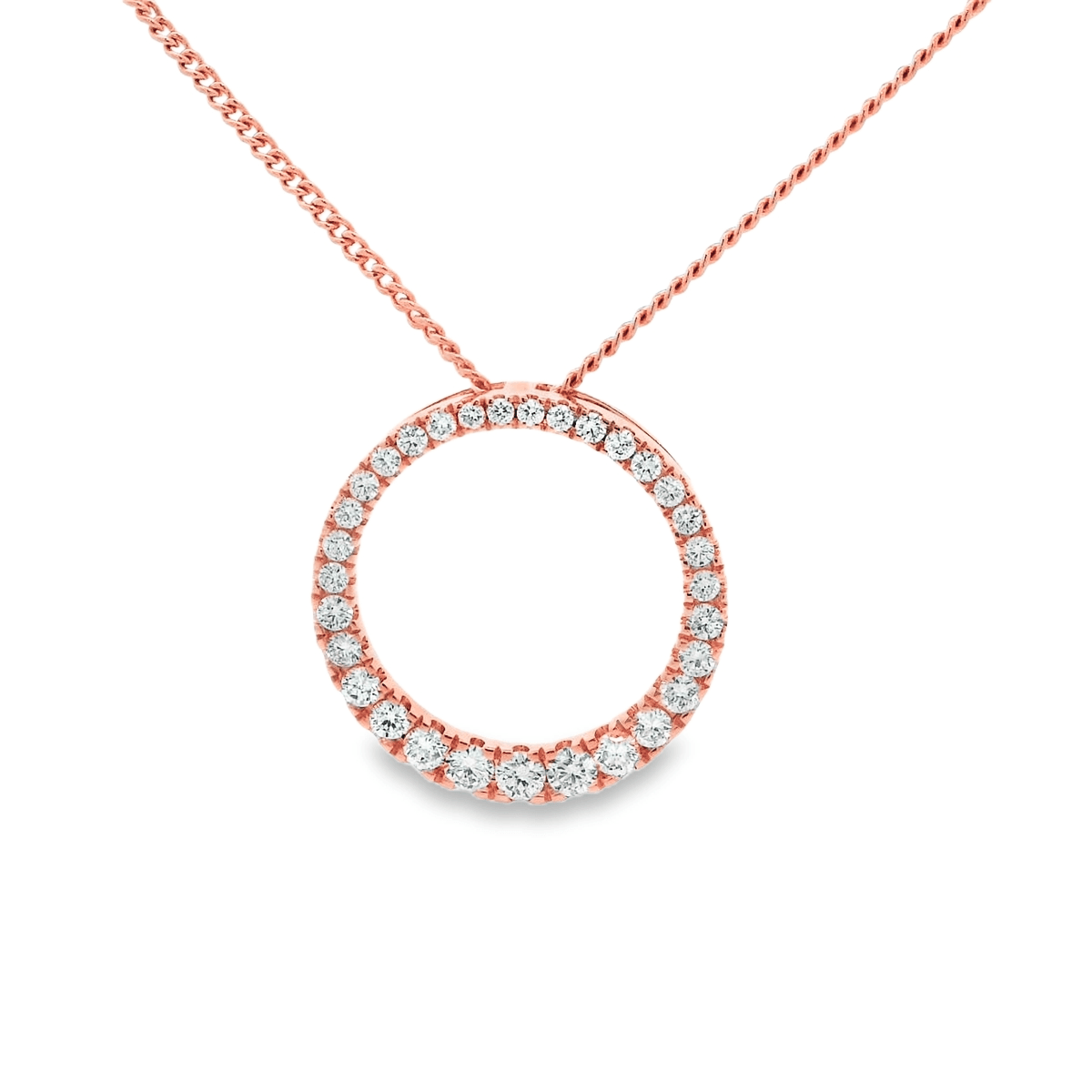 9ct RG LGD Graduated Circle Pendant TDW= 1.0ct approx F+ VS+  (This does not include a chain)