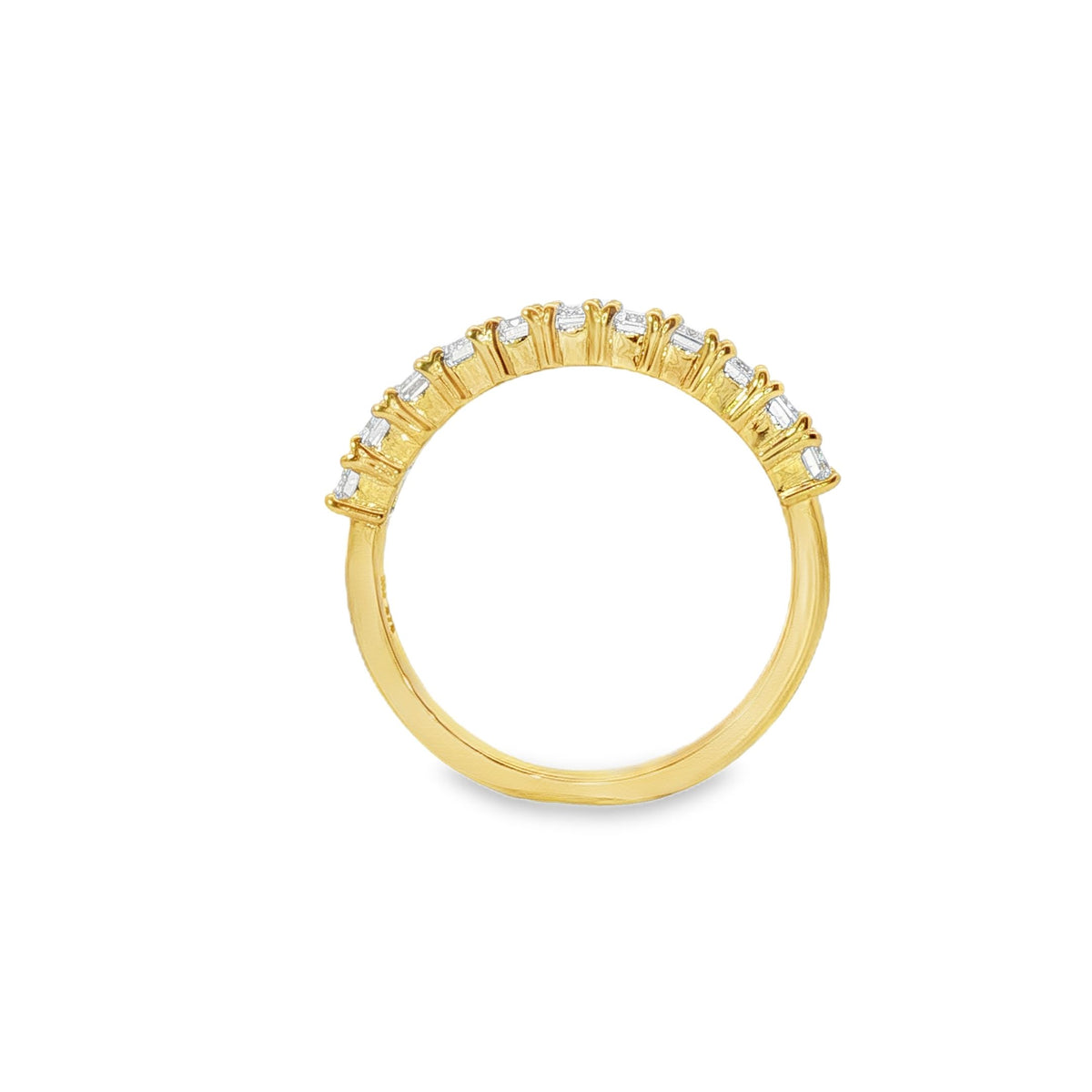 9ct Yellow Gold Emerald Cut Lab Grown Diamond Half Eternity Band – TDW 1.10ct