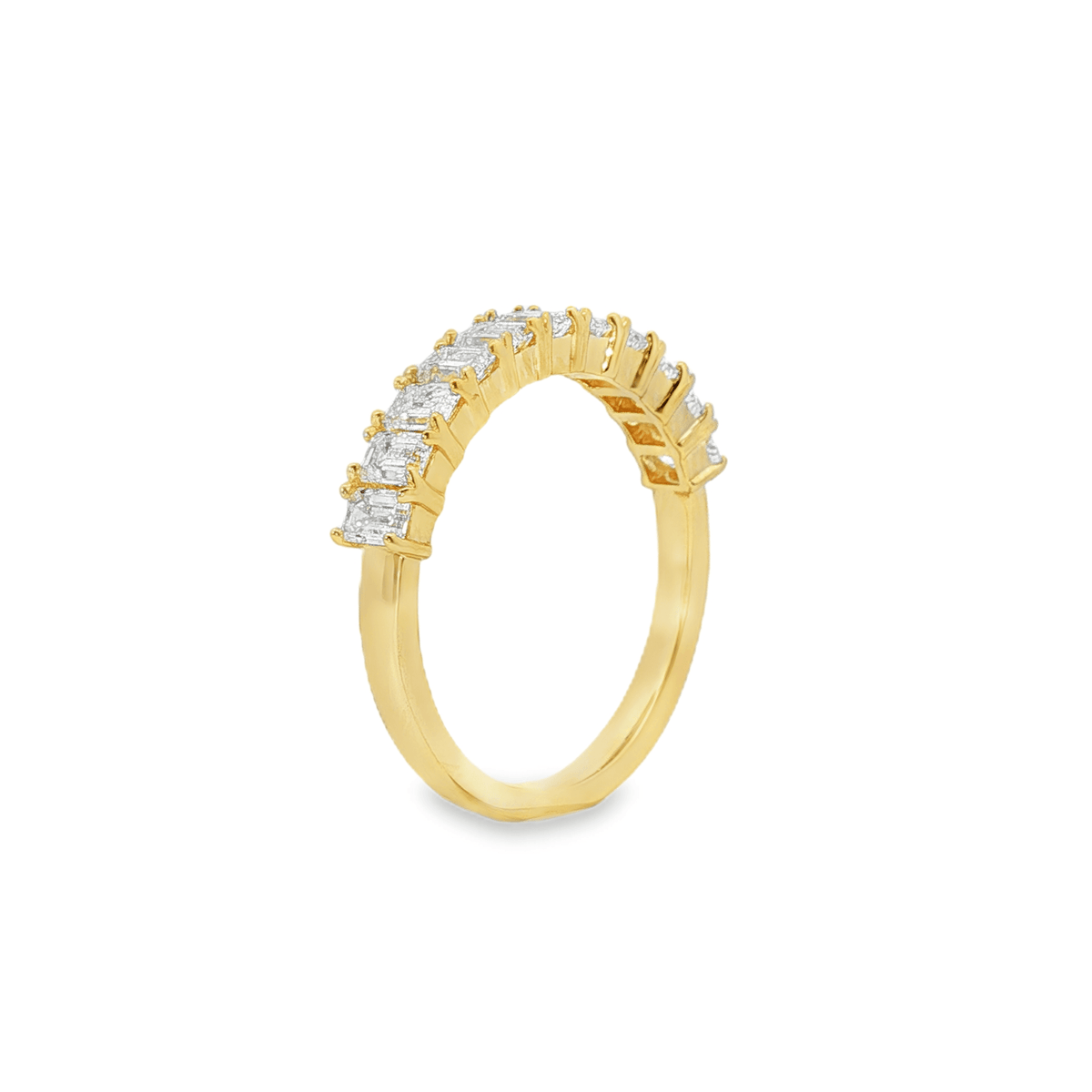 9ct Yellow Gold Emerald Cut Lab Grown Diamond Half Eternity Band – TDW 1.10ct