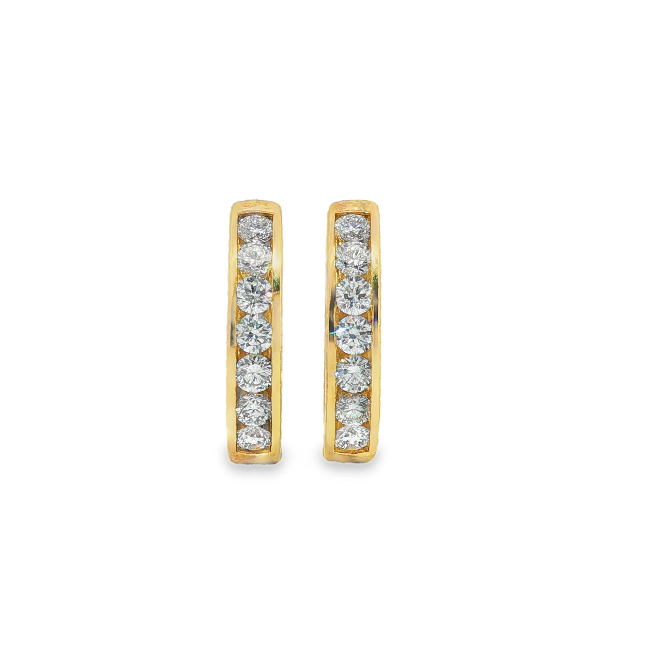 9ct Yellow Gold Channel Set Lab Grown Diamond Hoop Earrings – 1.00ct TDW