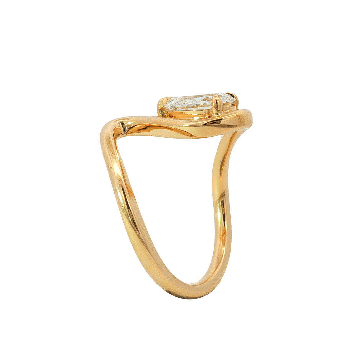 9ct Yellow Gold 1.01ct Pear Cut Wave Design Engagement Ring
