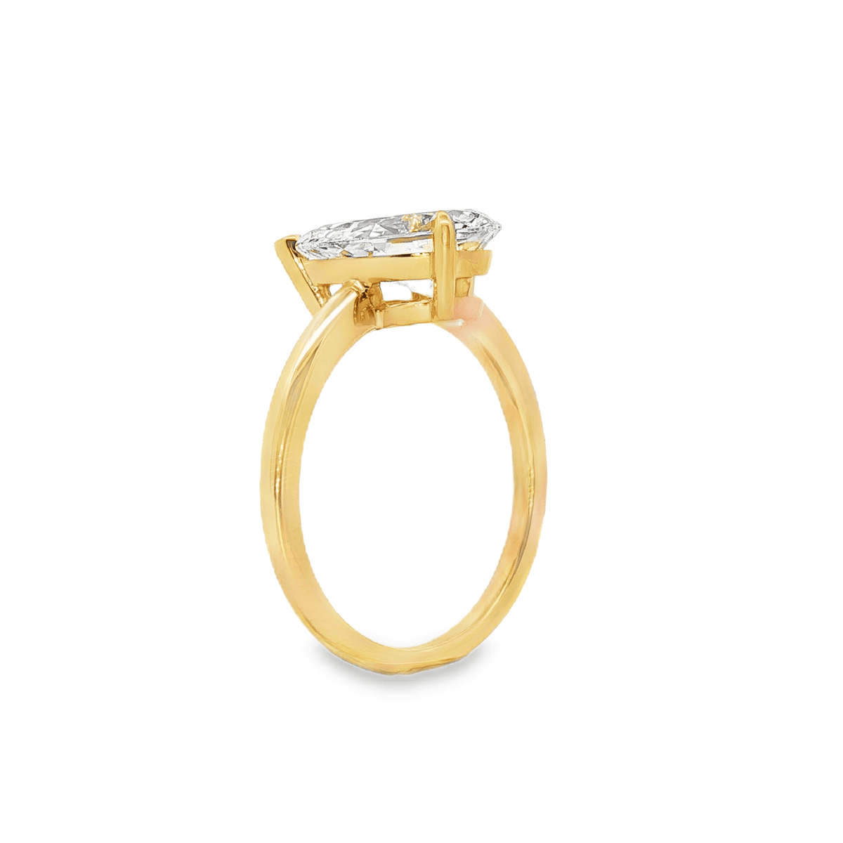 9ct Yellow Gold 2.02ct Pear Cut 3-Claw Offset Solitaire Engagement Ring