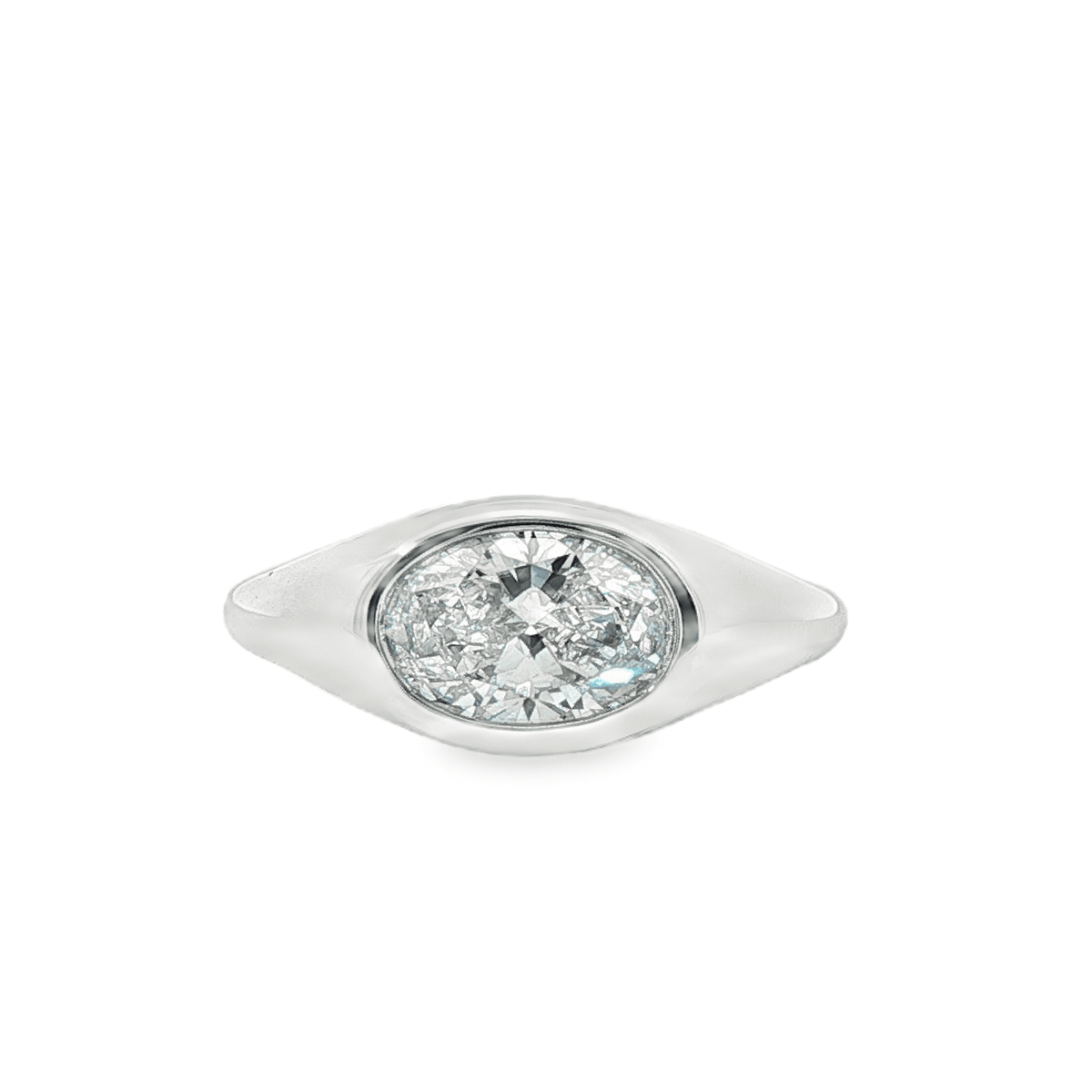 9ct White Gold 1.52ct Oval Cut Bezel Set Solitaire Engagement Ring