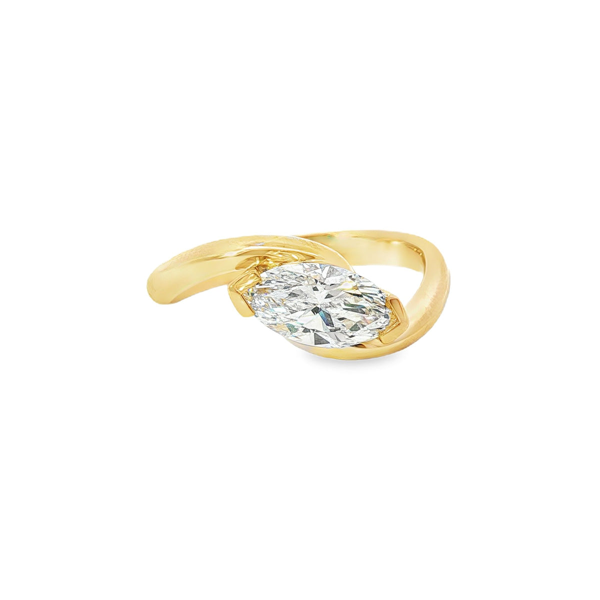 9ct Yellow Gold 1.04ct Marquise Cut East-West Set Engagement Ring
