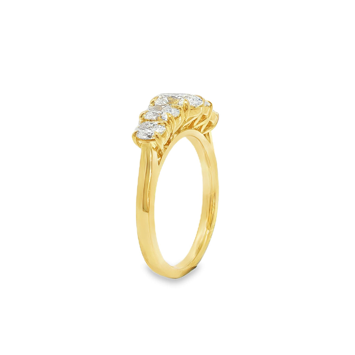 9ct Yellow Gold 1.60ct TDW Oval Cut Five Stone Graduated Engagement Ring