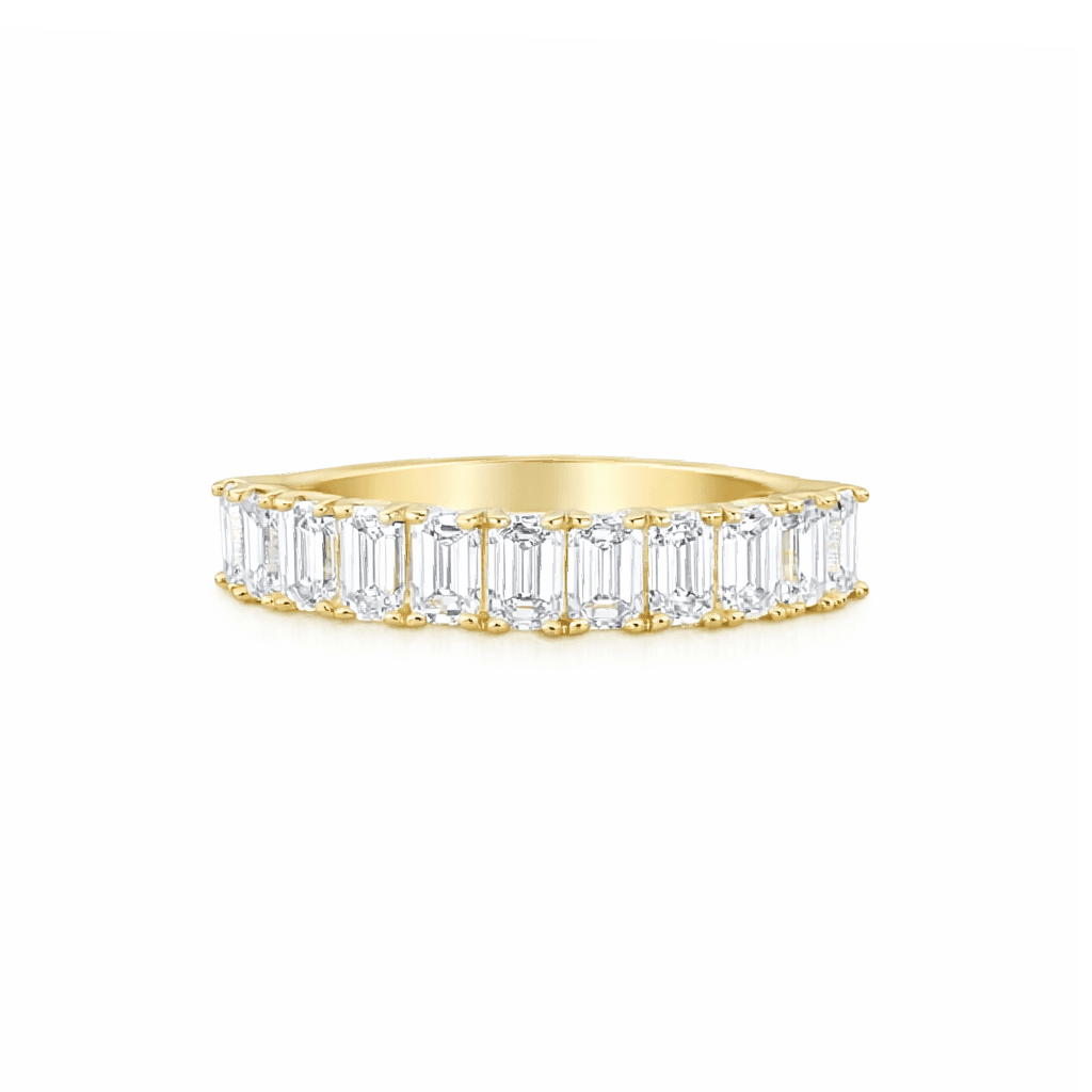 9ct Yellow Gold Emerald Cut Lab Grown Diamond Half Eternity Band – TDW 1.10ct