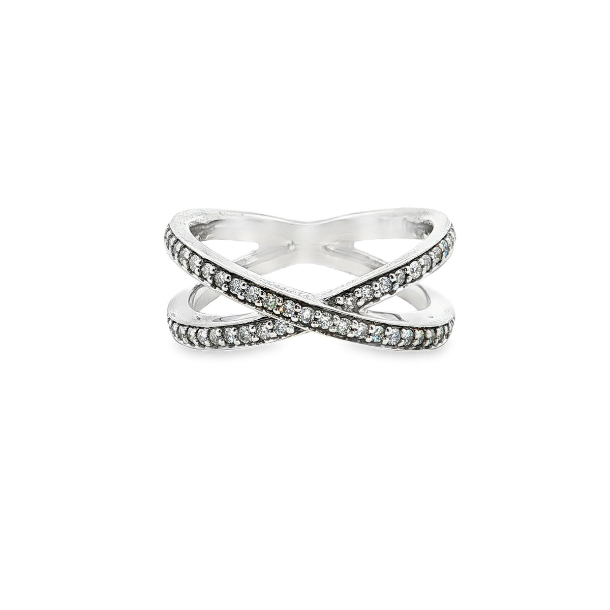 9ct White Gold 44 Diamond Pavé Crossover Statement Ring