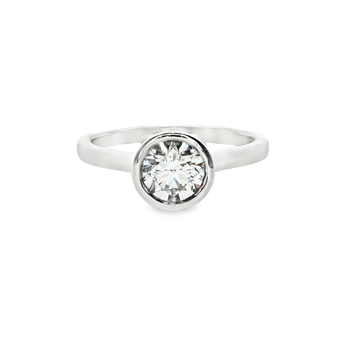 14ct White Gold 1.03ct Round Cut Claw Solitaire with Cathedral Shoulders Engagement Ring