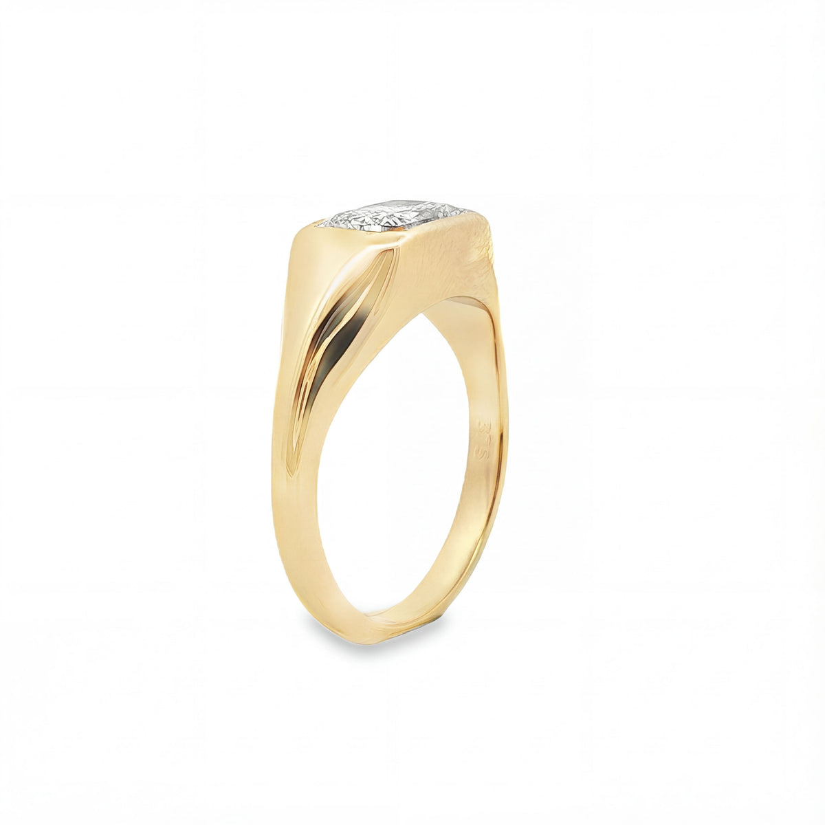 9ct Yellow Gold 1.53ct Radiant Cut Bezel Set Wide Band Statement Ring
