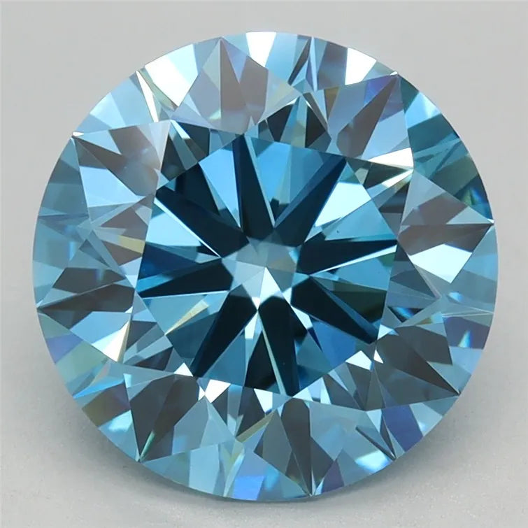 3.09ct Round Lab Grown Diamond (Colour Fancy Vivid Blue, Clarity VVS2, Cut ID, IGI Certified)