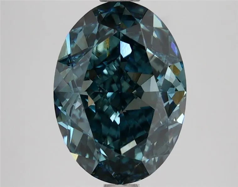 3.10ct Oval Lab Grown Diamond (Colour Fancy Vivid Green Blue, Clarity VS1, IGI Certified)