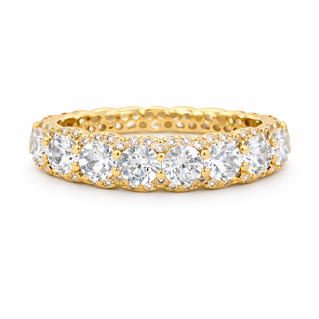 9ct Yellow Gold Round Lab Grown Diamond Fancy Statement Band – 4.95ct TDW