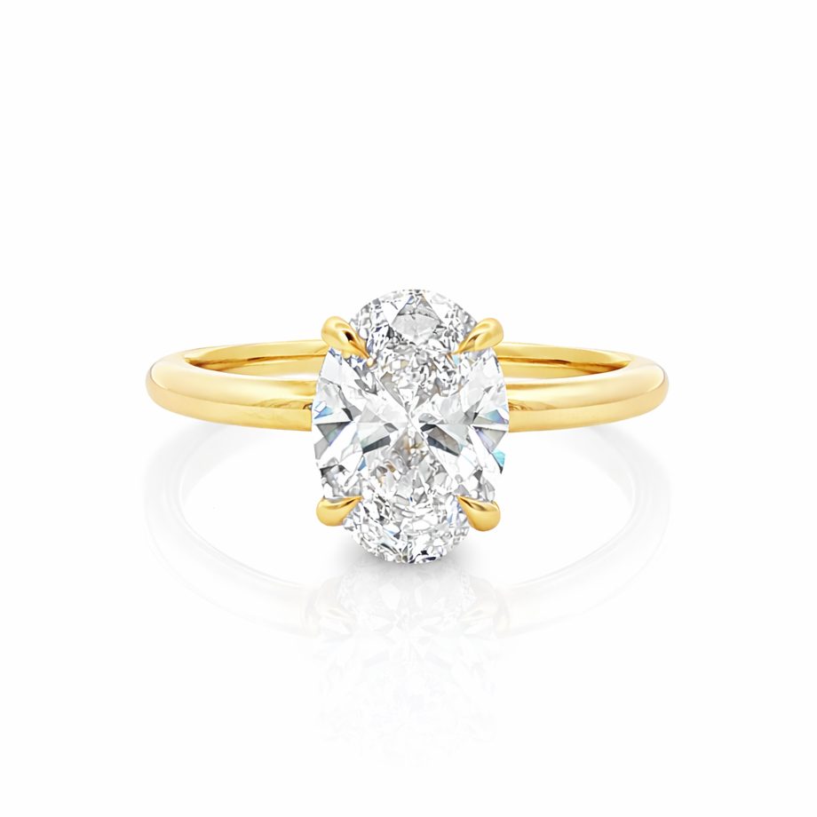 2ct Oval Cut Lab-Grown Diamond Solitaire Ring – 18ct Yellow Gold | Eagle Claw Setting