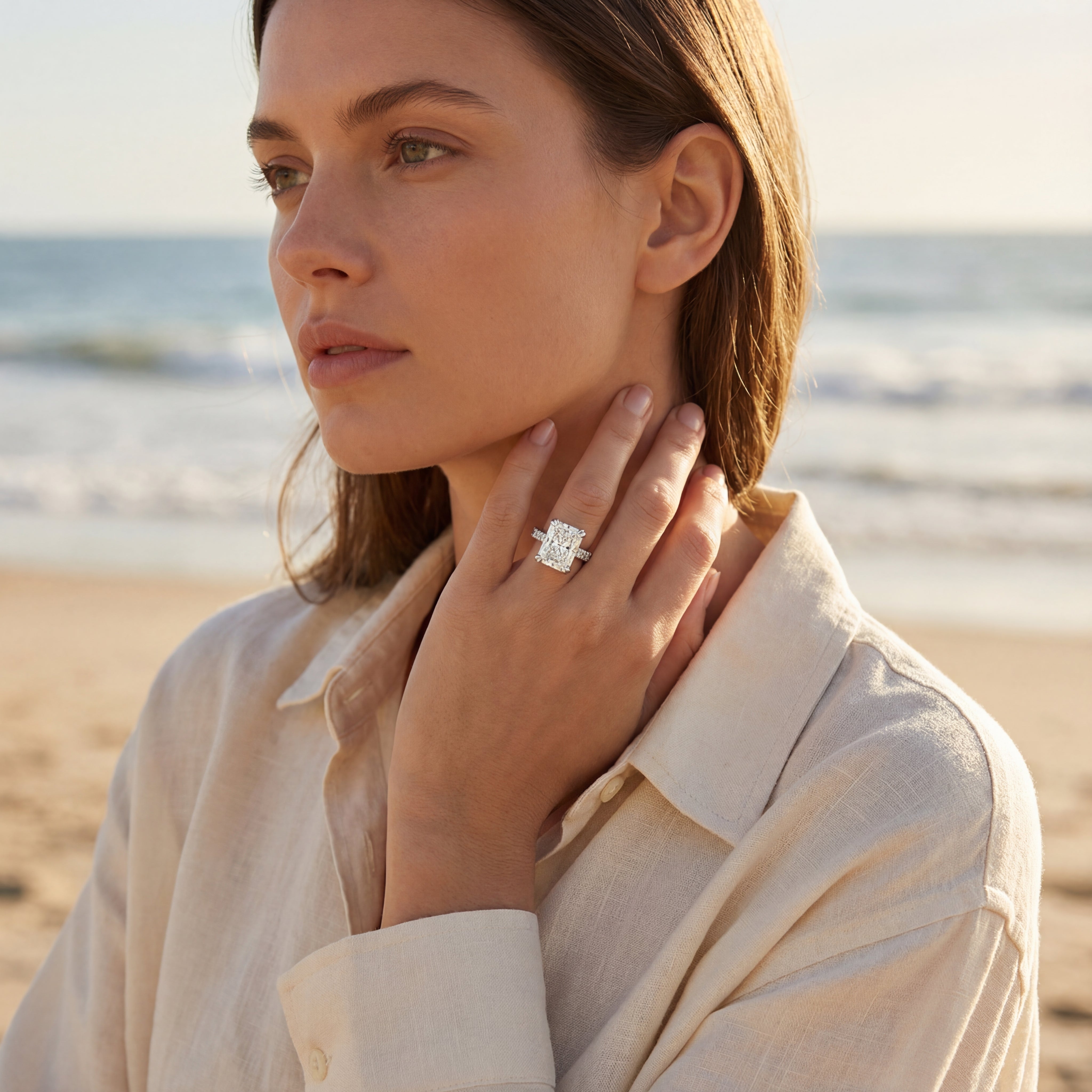 7.16ct Radiant Cut Lab-Grown Diamond Ring in 18ct White Gold