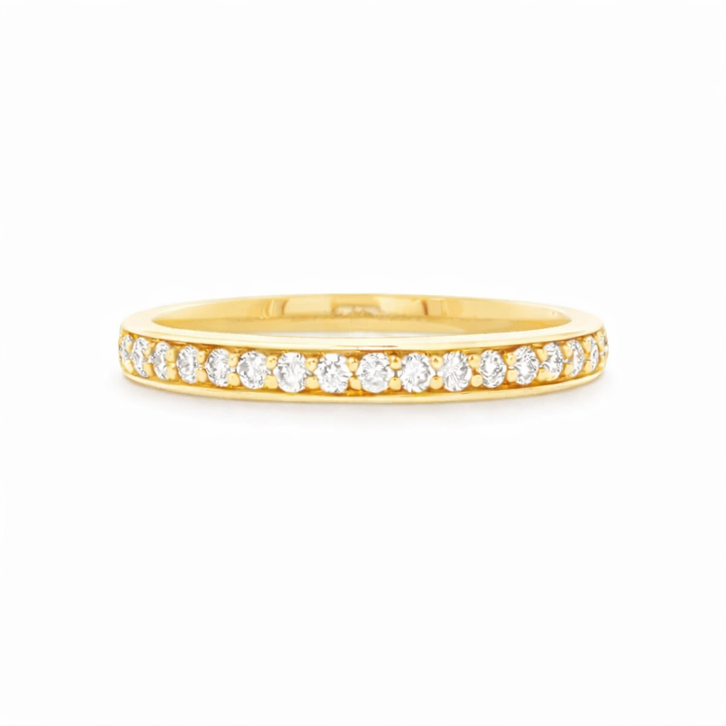 9ct Yellow Gold Round Lab Grown Diamond Grain Set Wedding Band – 0.25ct TDW