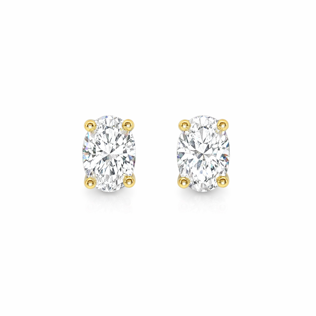 0.40ct Oval Claw-Set Lab-Grown Diamond Earrings 9ct Yellow Gold
