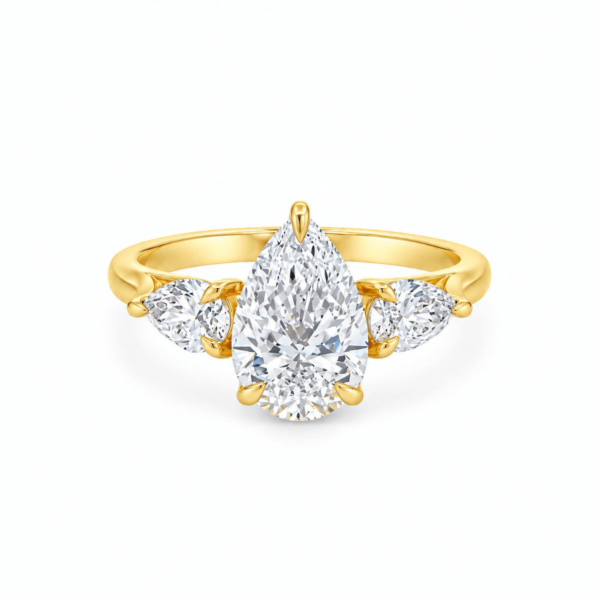 18ct Yellow Gold 1.51ct Pear Cut Pear Trilogy Ring