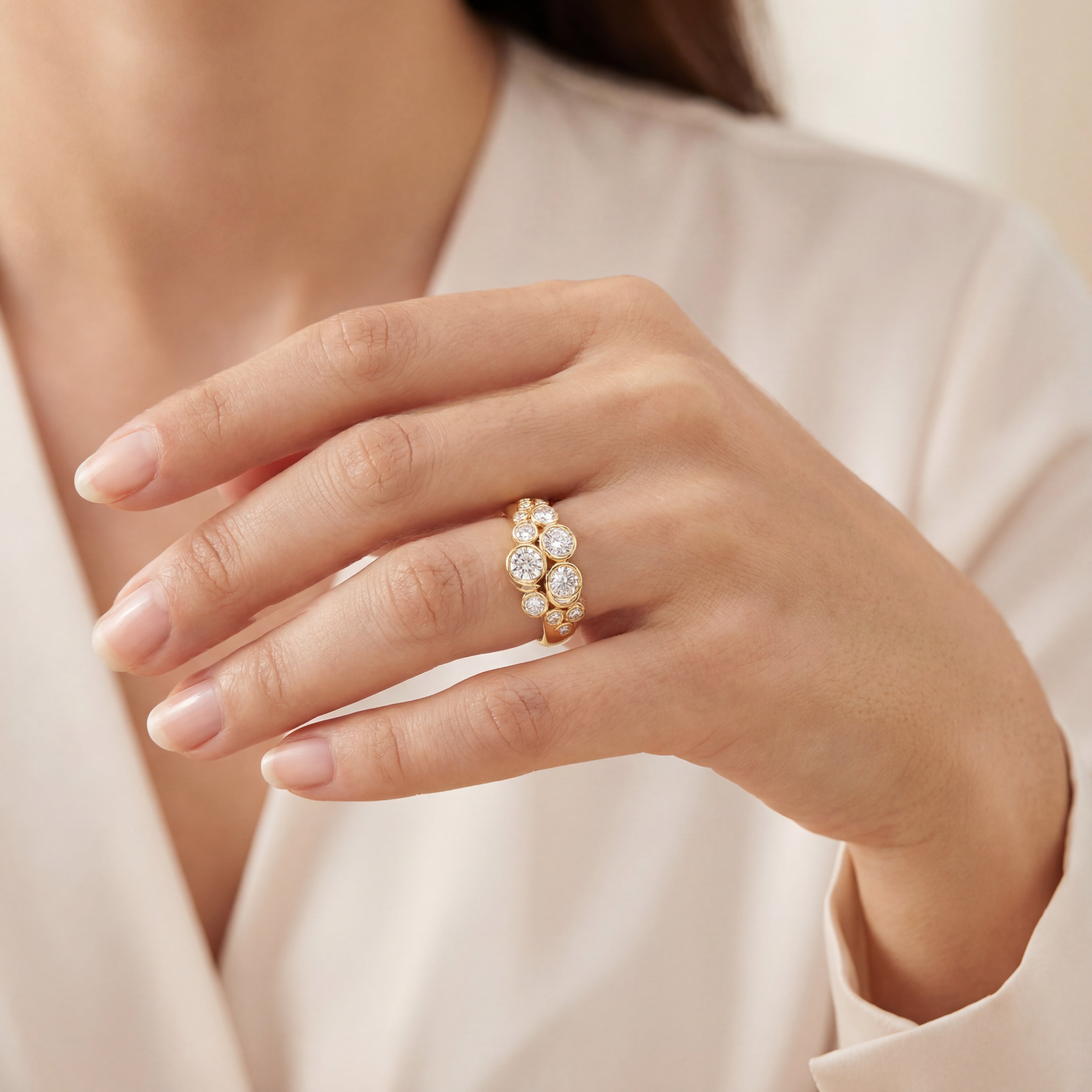1.20ct Lab-Grown Diamond Cluster Statement Ring in 9ct Yellow Gold
