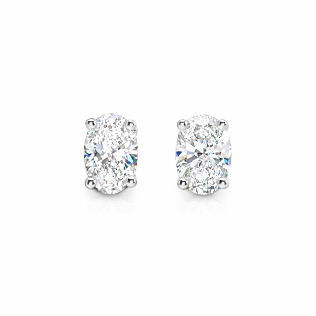 0.40ct Oval Claw-Set Lab-Grown Diamond Earrings in 9ct White Gold
